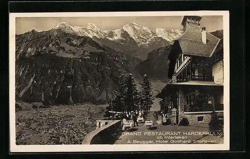 AK Interlaken, Grand Hotel Harderkulm mit Blick ins Tal