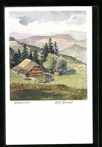 Künstler-AK Bad Gurnigel, Säftigschwand, Panorama