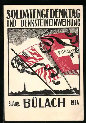 AK Bülach, Soldatengedenktag und Denksteineinweihung 1924