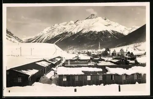 AK Scanfs, Ortsansicht mit Piz d`Esen