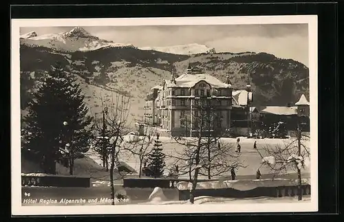 AK Grindelwald, Hotel Regina Alpenruhe und Männlichen