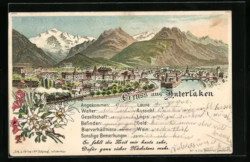 Lithographie Interlaken, Teilansicht