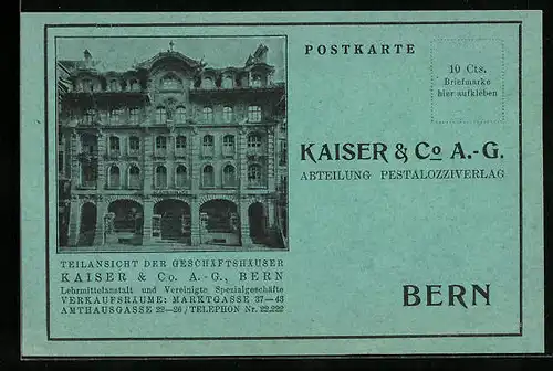 AK Bern, Geschäftshäuser Kaiser & Co. A.G. in der Marktgasse 37-43