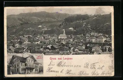 AK Langenthal, Hotel Bahnhof, Gesamtansicht aus der Vogelschau