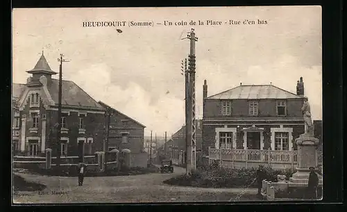 AK Heudicourt, Un coin de la Place, Rue d`en bas