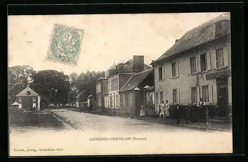 AK Lignières-Chatelain, Une rue, Strassenpartie