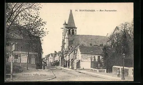 AK Montdidier, Rue Parmentier, Strassenpartie