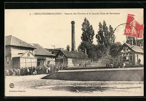 AK Sailly-Flibeaucourt, Rentrée des Ouvriers à la Grande Usine de Serrurerie