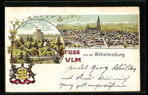 Künstler-AK Ulm, Wilhelmsburg, Totalansicht