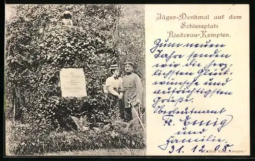 AK Riederau-Kempten, Jäger-Denkmal auf dem Schiessplatz