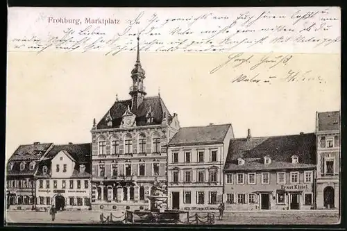 Relief-AK Frohburg, Brunnen auf dem Marktplatz