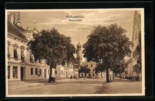 AK Pfaffenhausen, Blühende Kastanien in der Hauptstrasse