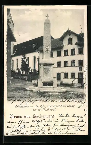 AK Buchenberg, Erinnerung an die Kriegerdenkmal-Enthüllung am 16. Juni 1901