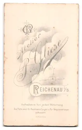 Fotografie Atelier Gliese, Reichenau i. S., Bub in feinen Kleidern mit Spielreif