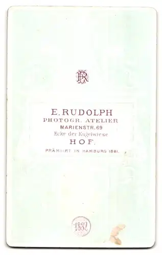 Fotografie E. Rudolph, Hof, Marienstrasse 69, Älterer Herr im Anzug