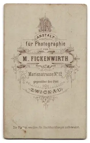 Fotografie M. Fickenwirth, Zwickau, Marienstrasse 12, Herr mit Brille im Anzug
