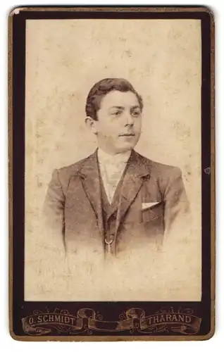 Fotografie O. Schmidt, Tharand, Junger Herr im Anzug mit Krawatte