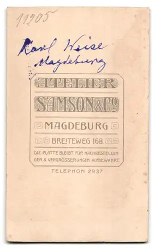 Fotografie Atelier Samson & Co., Magdeburg, Breiteweg 168, Hübscher Knabe im Matrosenanzug mit Reifen