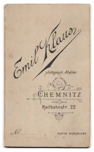 Fotografie Emil Klaus, Chemnitz, Reitbahnstr. 22, Junger Herr im Anzug mit Fliege