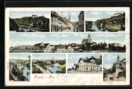 AK Penig i. Sa., Bahnhof, Rochsburg, Wolkenburg