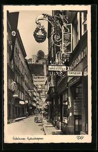 AK Salzburg, Getreidegasse mit Gasthof Mödlhammer