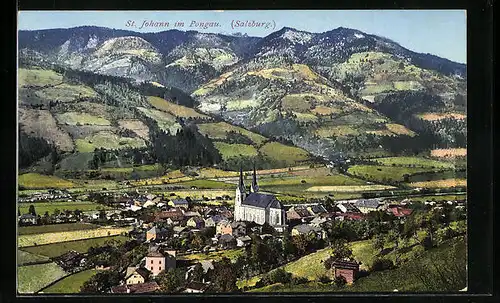 AK St. Johann /Pongau, Totalansicht mit Kirche
