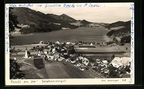 AK Fuschl am See, Totalansicht mit See und Kirche