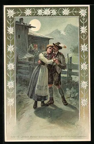 Künstler-AK E. Döcker: Paar beim Tanz im Mondschein