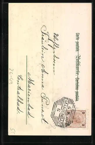 Künstler-AK E. Döcker: Zither-Spiel im Mondschein