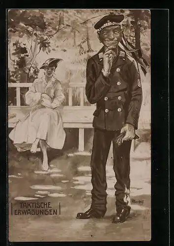 Künstler-AK K. Blossfeld: Matrose bei taktischen Erwägungen