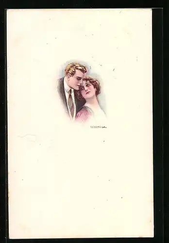 Künstler-AK Tito Corbella: Liebespaar in trauter Zweisamkeit