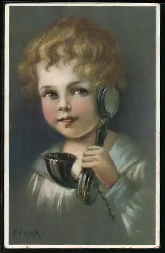 Künstler-AK Elly Frank: Kind am Telefon