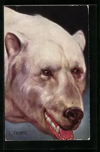 Künstler-AK Ludwig Fromme: Eisbär mit offenem Maul