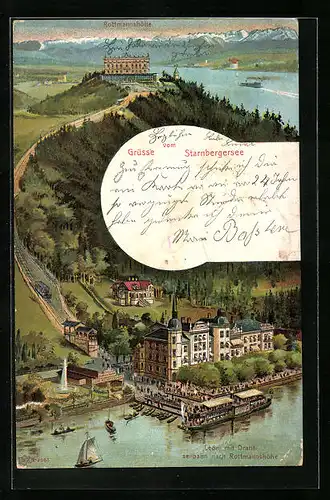 AK Leoni / Starnberger See, Drahtseilbahn zur Rottmannshöhe