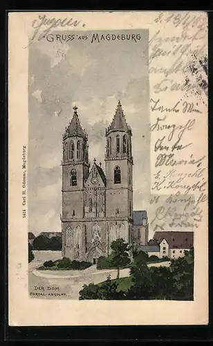 AK Magdeburg, Der Dom, Portal-Ansicht