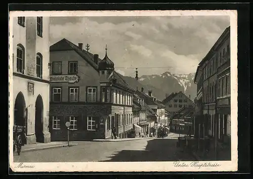 AK Murnau, Untere Hauptstrasse mit Gasthaus Traube