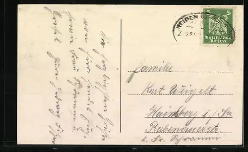 AK Johnsbach /Bez. Dresden, Ortsansicht mit Gasthof und Kirche