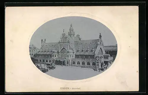 AK Essen, Bahnhof mit Vorplatz