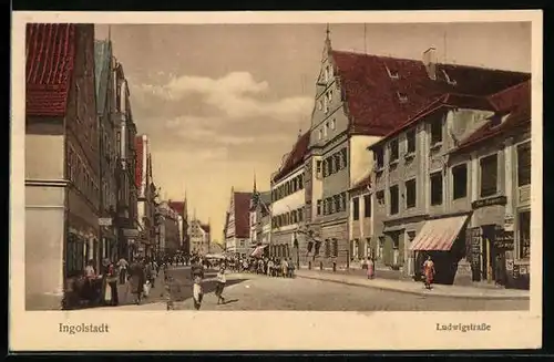 AK Ingolstadt, Ludwigstrasse mit Geschäften