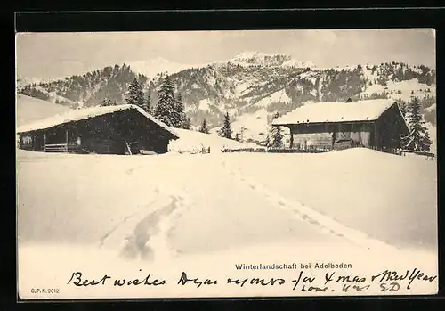 AK Adelboden, Verschneite Landschaft mit Hütten