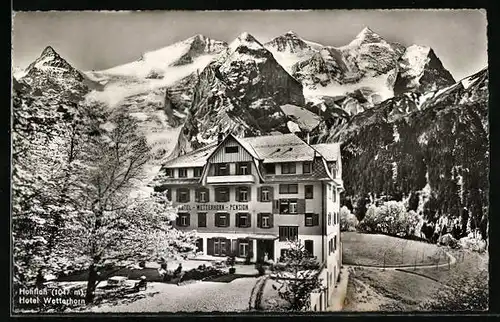 AK Hohfluh, Hotel Wetterhorn mit Bergblick