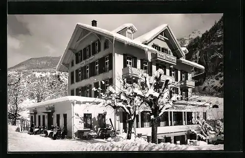 AK Lauterbrunnen, Hotel Staubbach im Winter