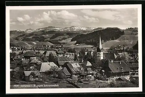 AK Langnau i. E., Ortsansicht gegen Schrattenfluh