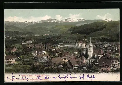 AK Langnau, Totalansicht mit Bergen