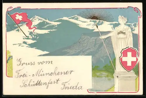 AK Schweiz, Berglandschaft mit Helvetia