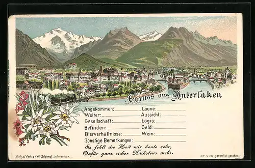 Lithographie Interlaken, Teilansicht