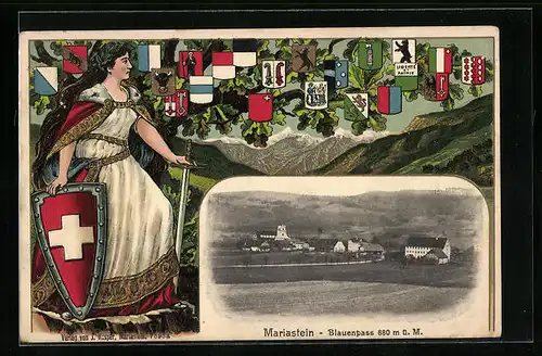 Präge-AK Mariastein, Dorf und Blauenpass, Helvetia