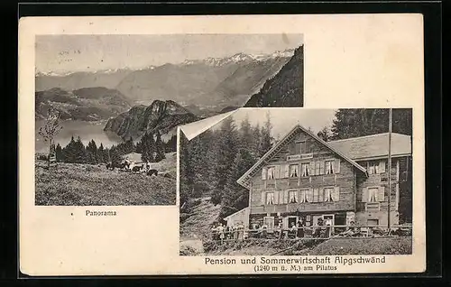 AK Hergiswil, Gasthaus Alpgschwänd, Panorama