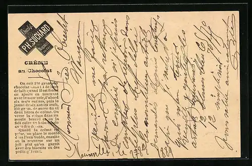 Vorläufer-AK Neuchatel, 1889, Fabrique de Chocolat Ph. Suchard, Crême au Chocolat