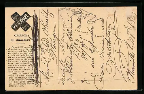 Vorläufer-AK Neuchatel, 1889, Fabrique de Chocolat Ph. Suchard, Crême au Chocolat